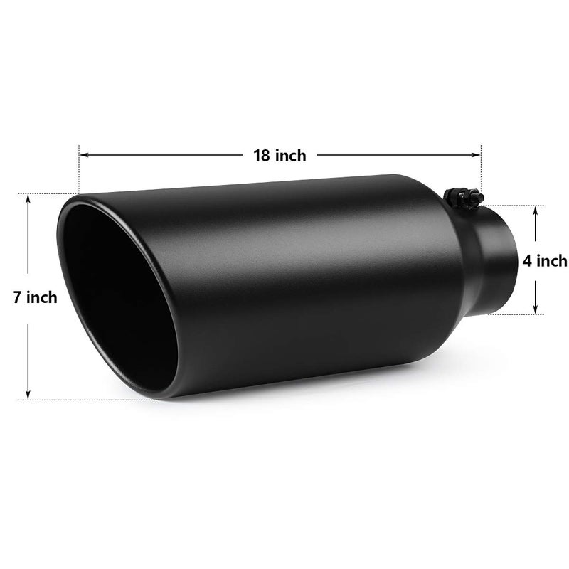 A-KARCK Exhaust Tip 4" Inlet to 7" Outlet, A-KARCK 4" Inlet 18" Long Exhaust Tailpipe Tip Black Coating Stainless Steel Bolt On Design - Image 2